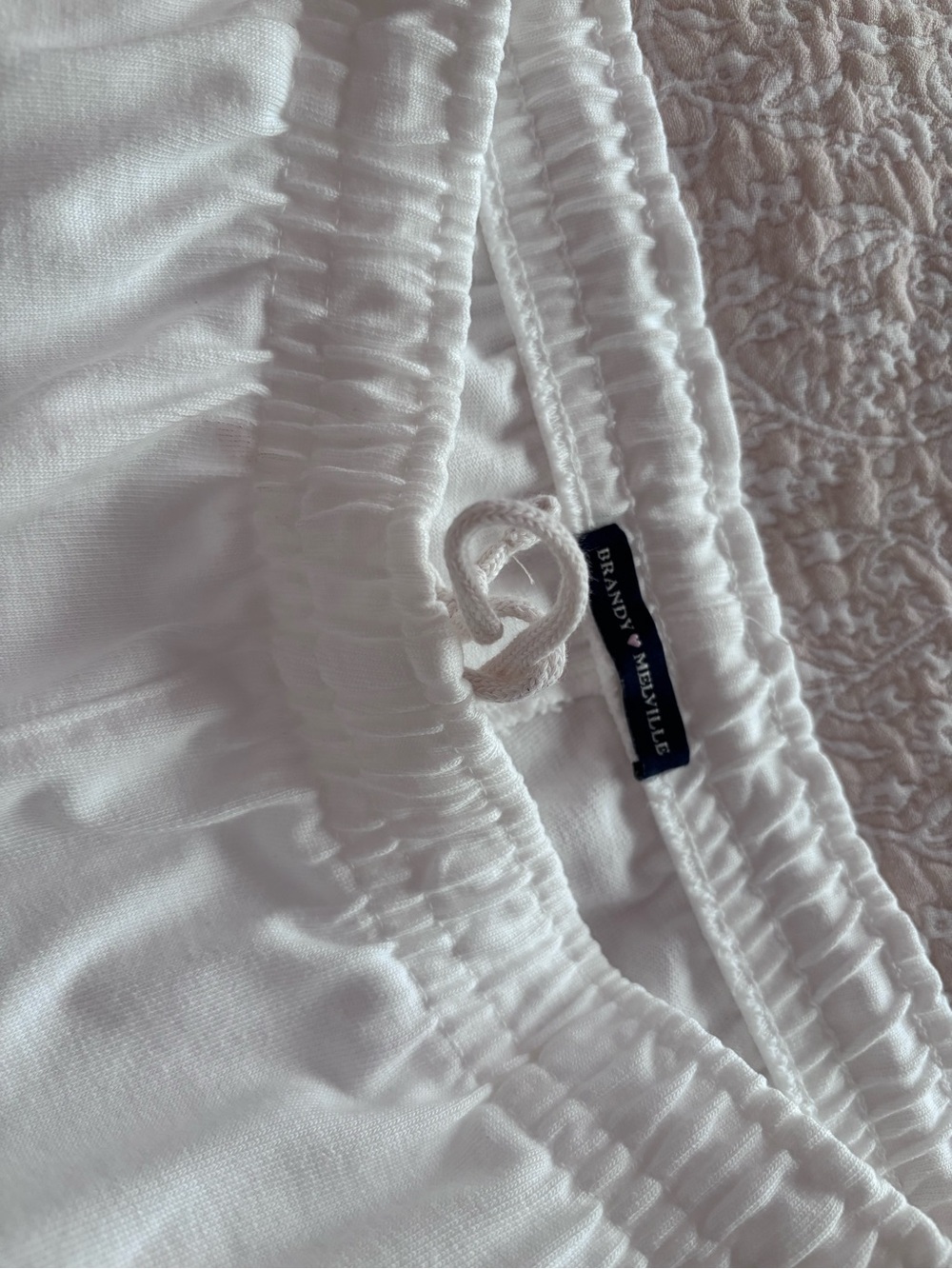 Brandy Melville White Drawstring Wide-Leg Pants - Picture 4 of 5